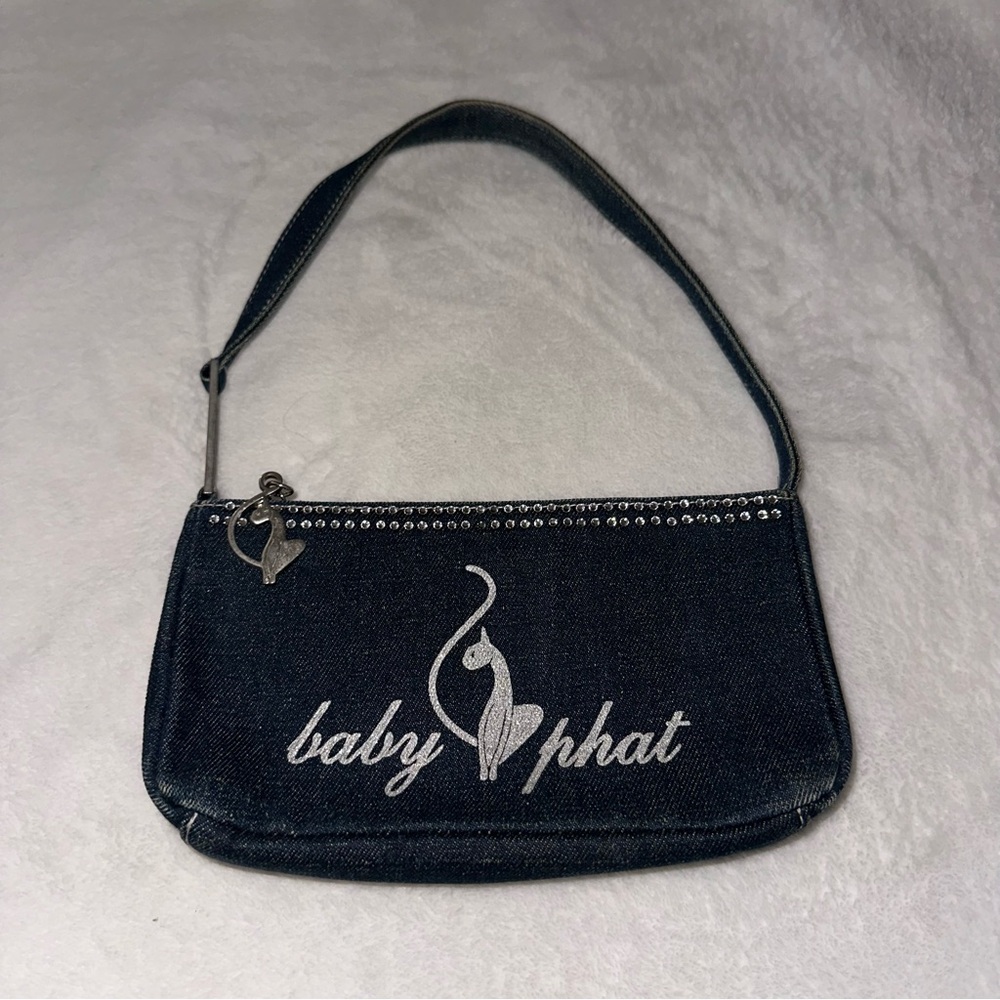 Baby Phat Black Denim Logo Mini Shoulder Bag